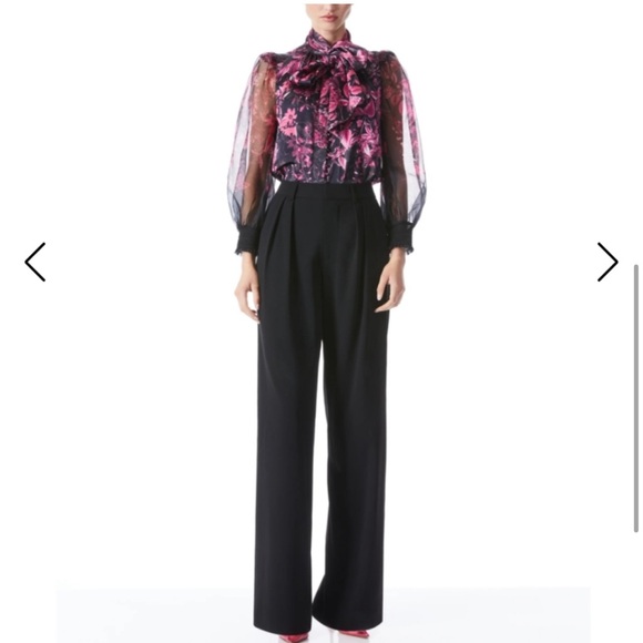 NEW! Alice + olivia BRENTLEY TIE NECK BLOUSON SLEEVE BLOUSE - Picture 4 of 13